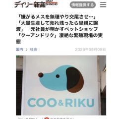 クーアンドリクから買わないで！関わると犬猫も人も不幸になる最悪の繁殖と販売