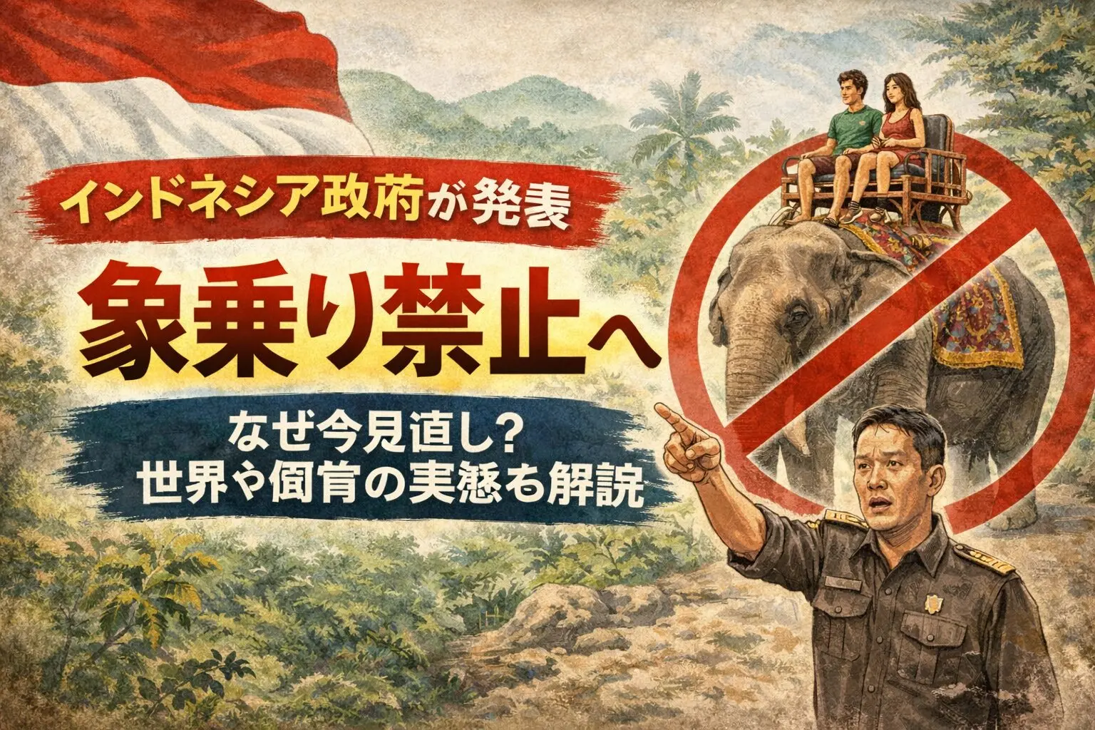 インドネシア　象乗り禁止