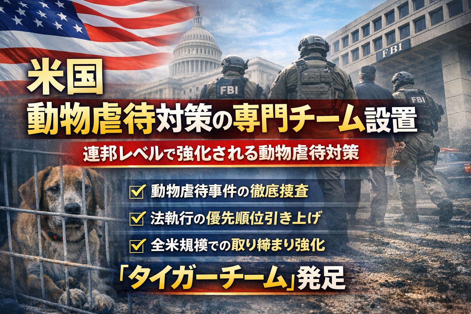 米国、動物虐待対策の専門チーム設置
