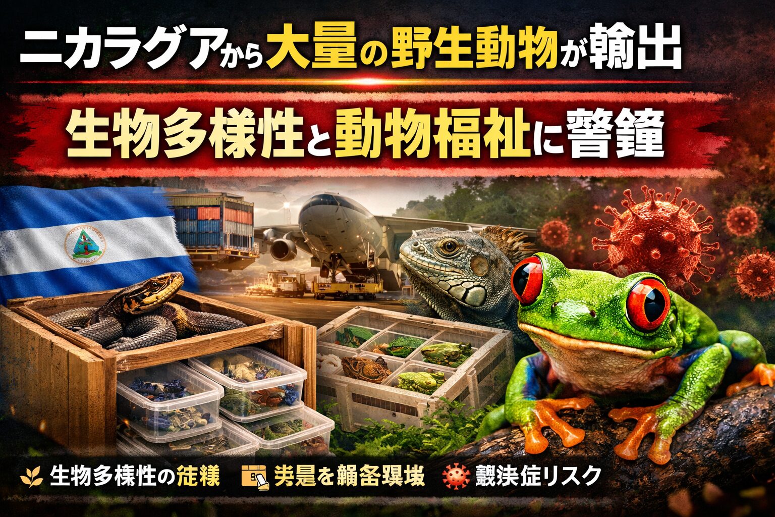 ニカラグアから大量の野生動物が輸出