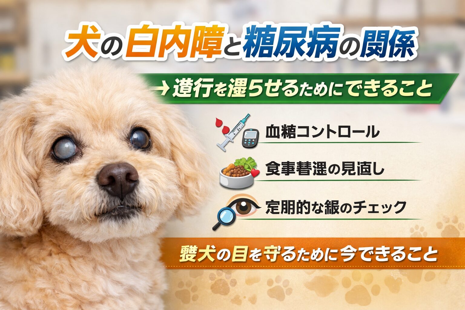犬の白内障と糖尿病の関係