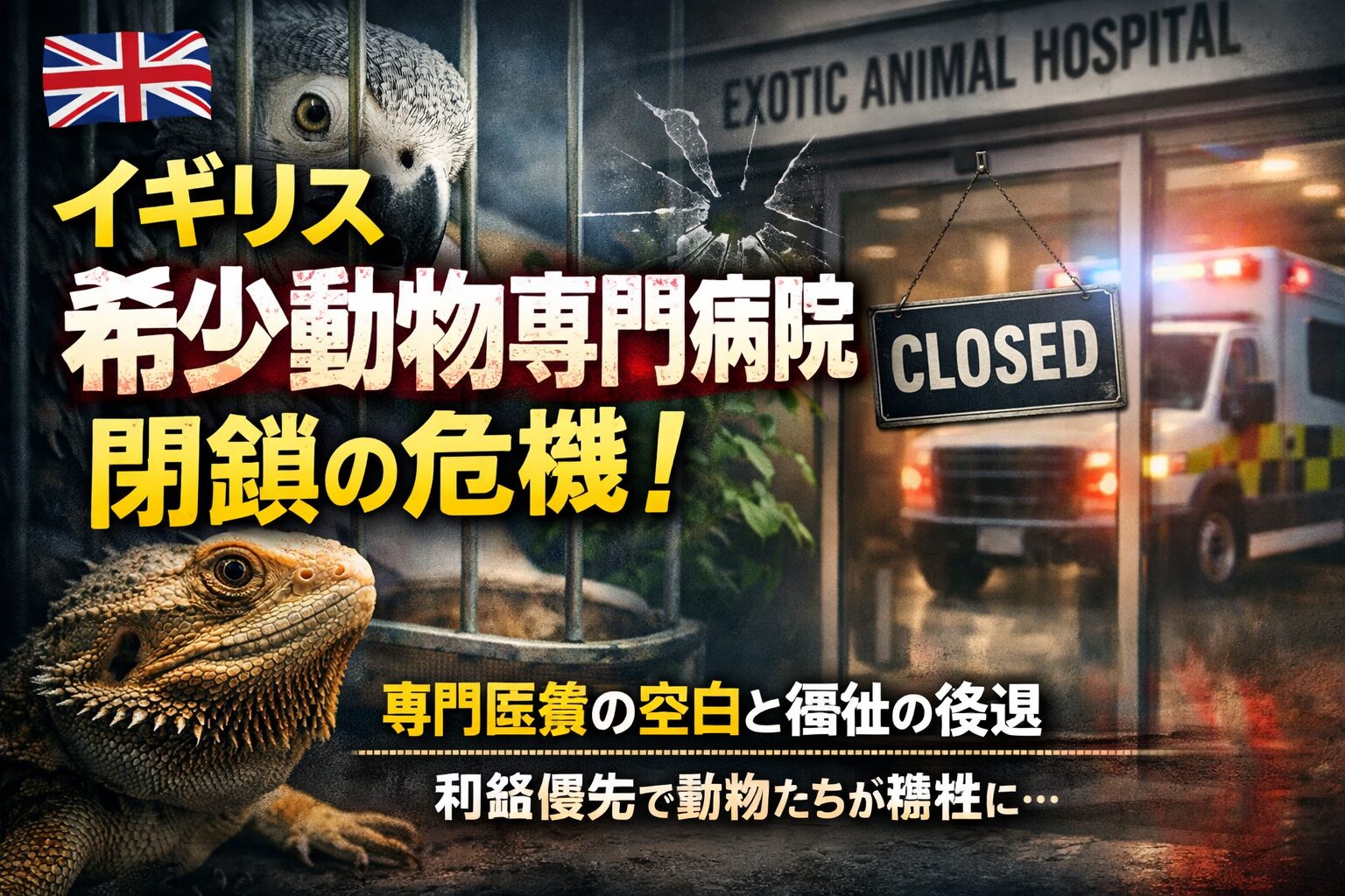 イギリスの希少動物専門病院が閉鎖危機