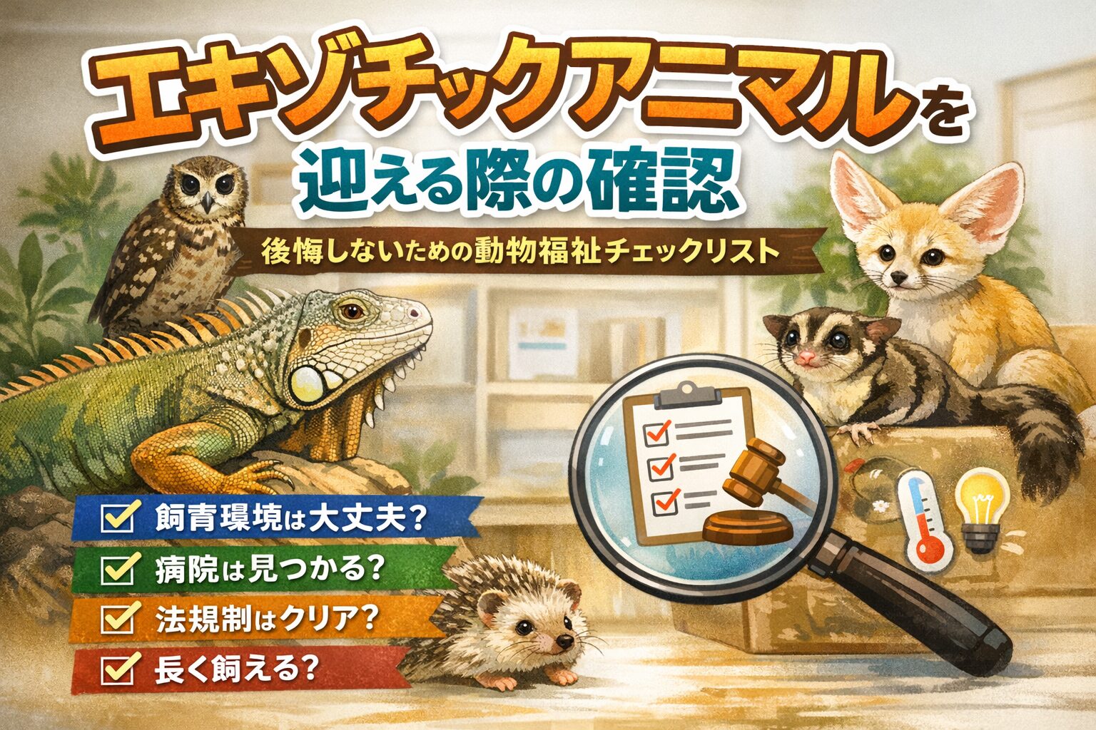 エキゾチックアニマルを迎える際の確認