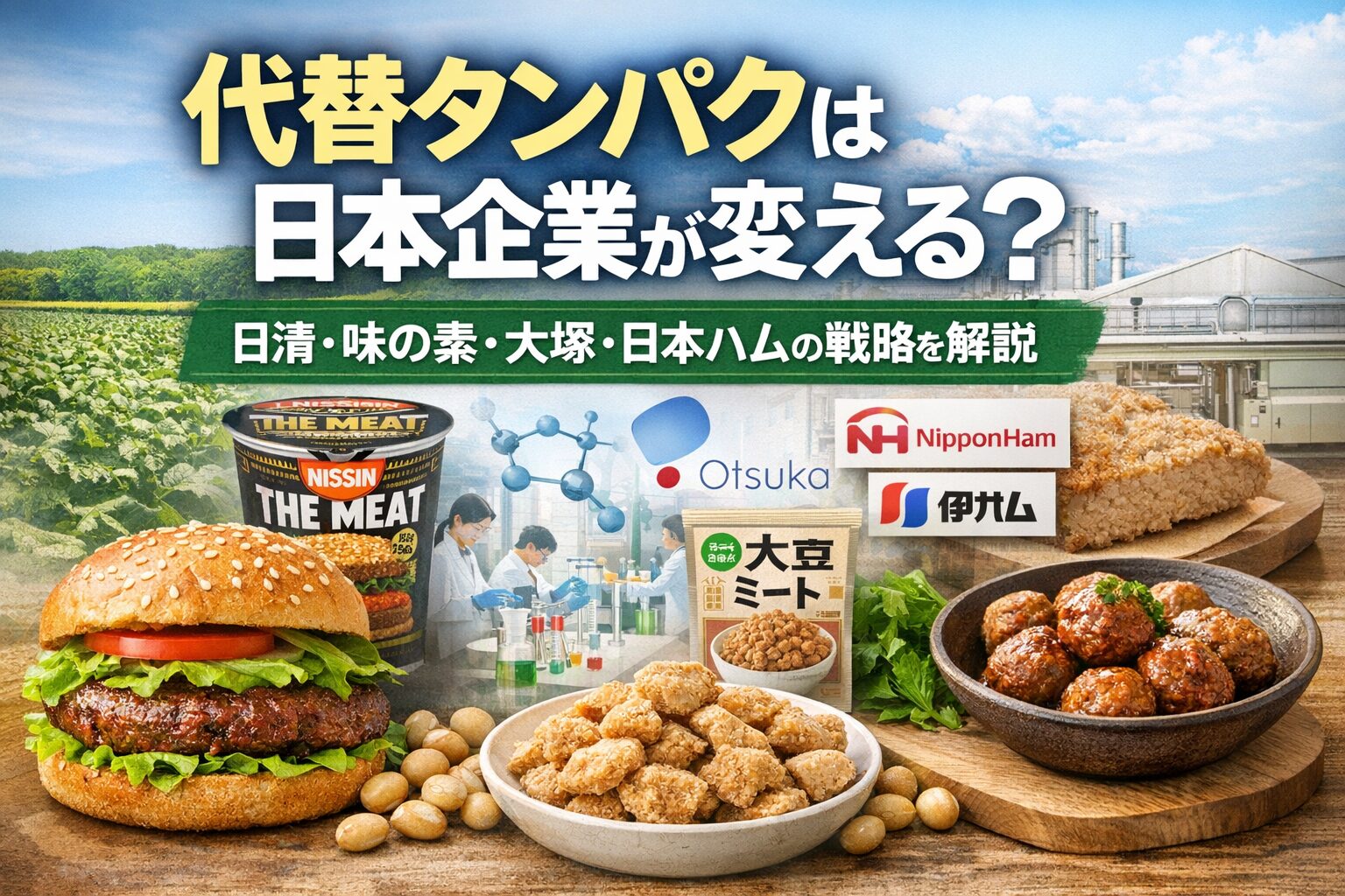 代替タンパクは日本企業が変える?日清・味の素・大塚・日本ハムの戦略