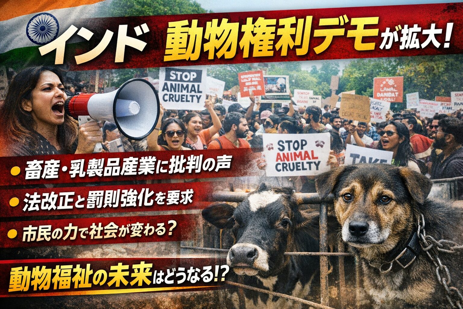 インドで動物権利デモが拡大