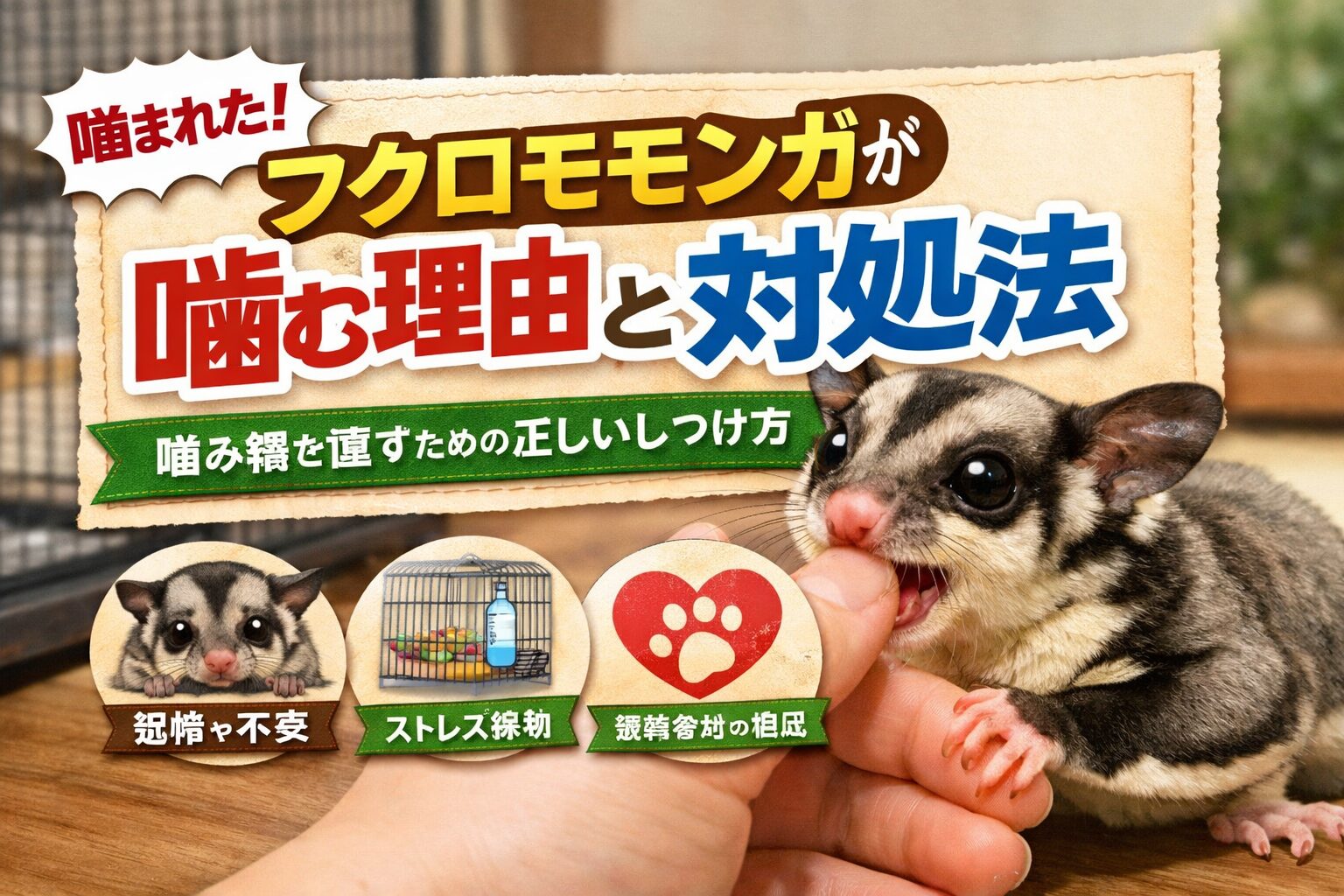 フクロモモンガの噛み癖対策