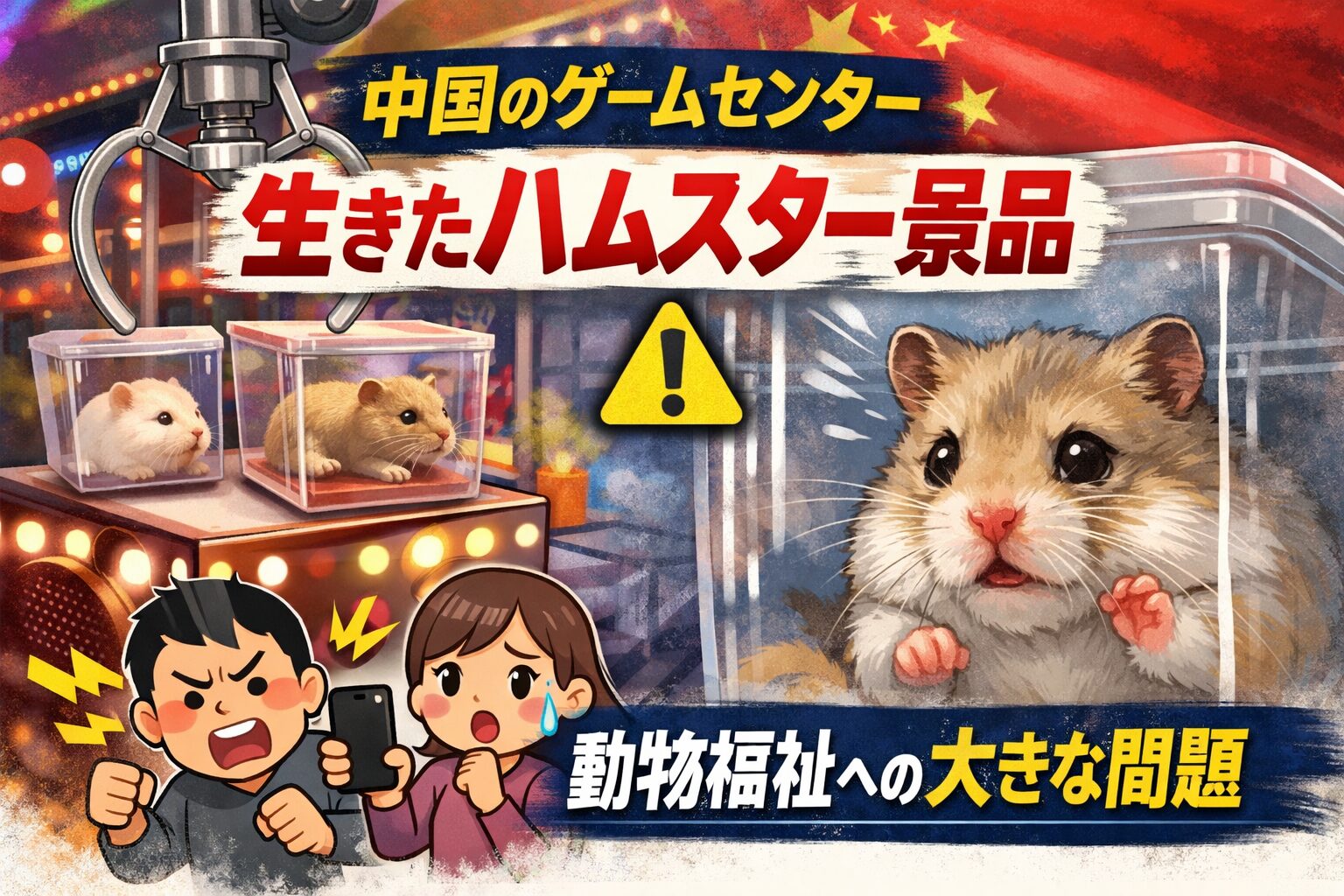 中国ゲームセンターで「生きたハムスター景品」問題