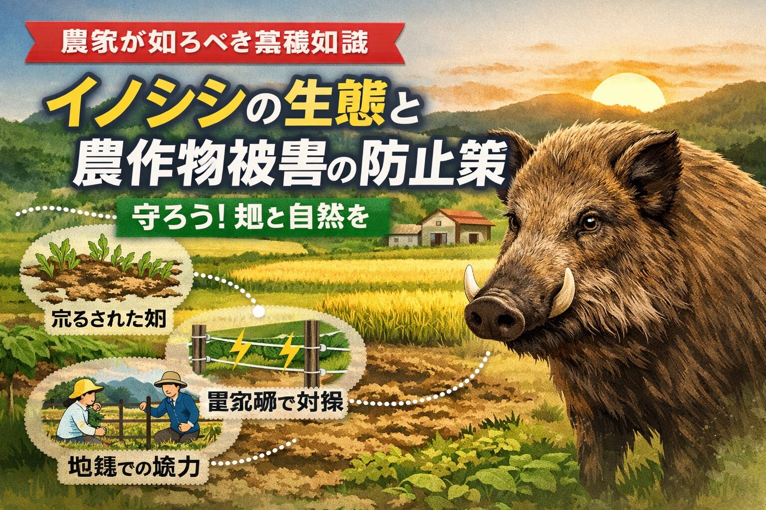 イノシシの生態と農作物被害の防止策
