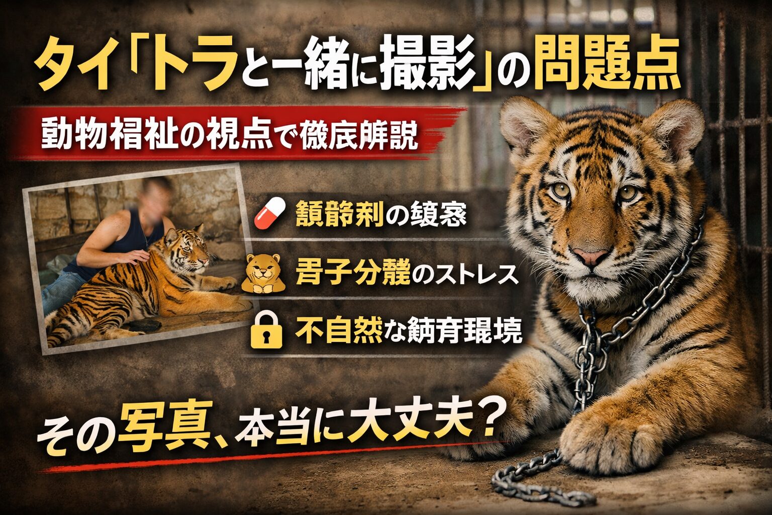 タイでトラと一緒に撮影できる観光の問題点