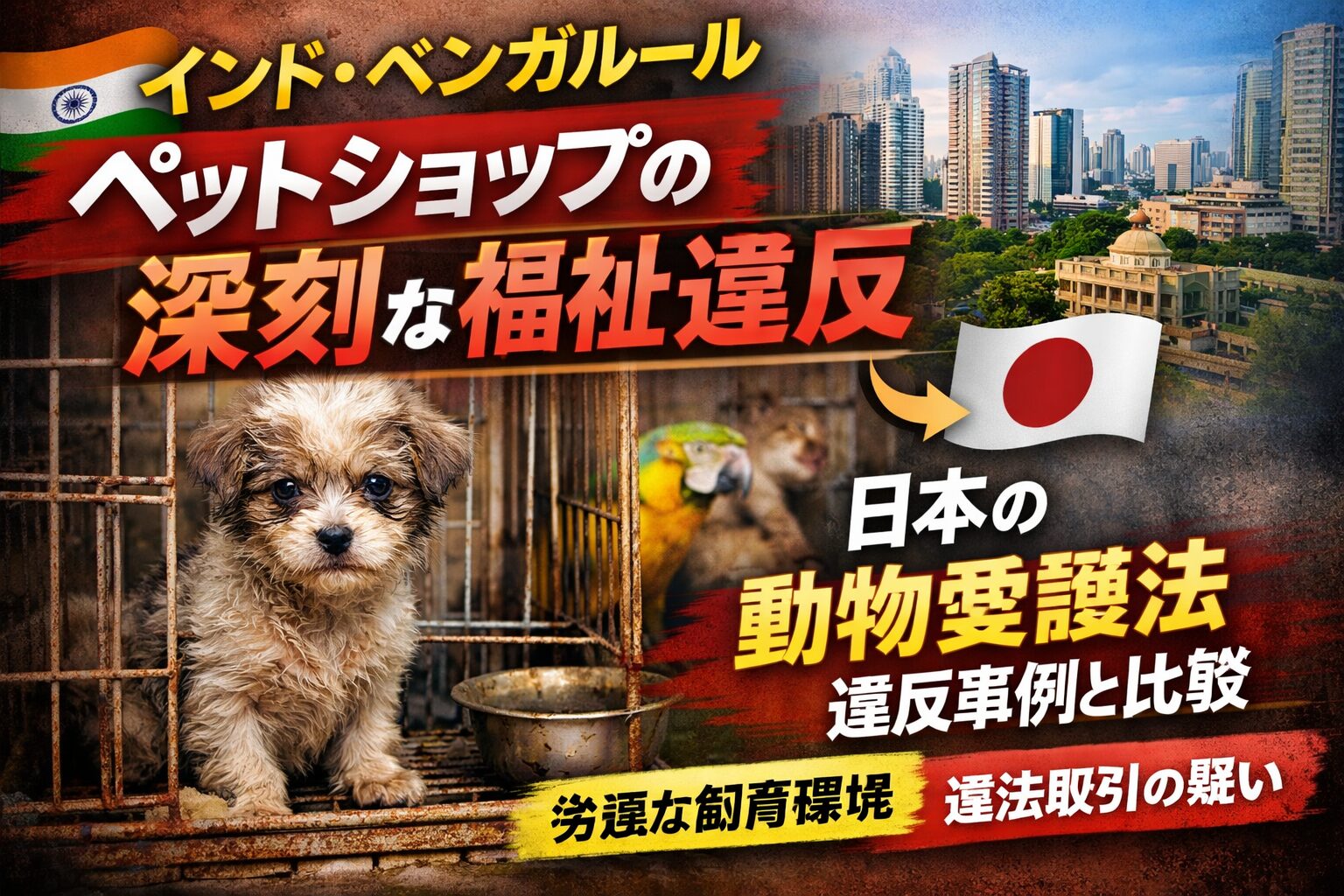 インド・ベンガルールのペットショップで深刻な福祉違反が報告