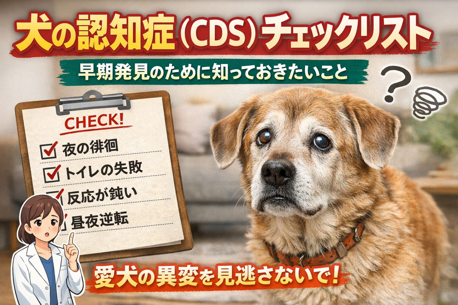犬の認知症チェックリスト