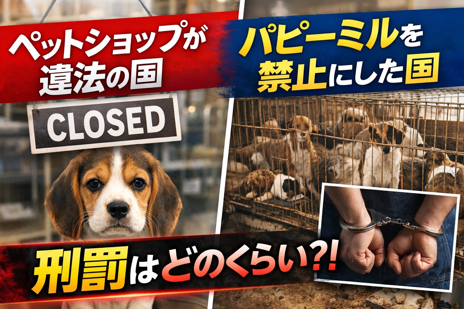 ペットショップとパピーミルの違法国
