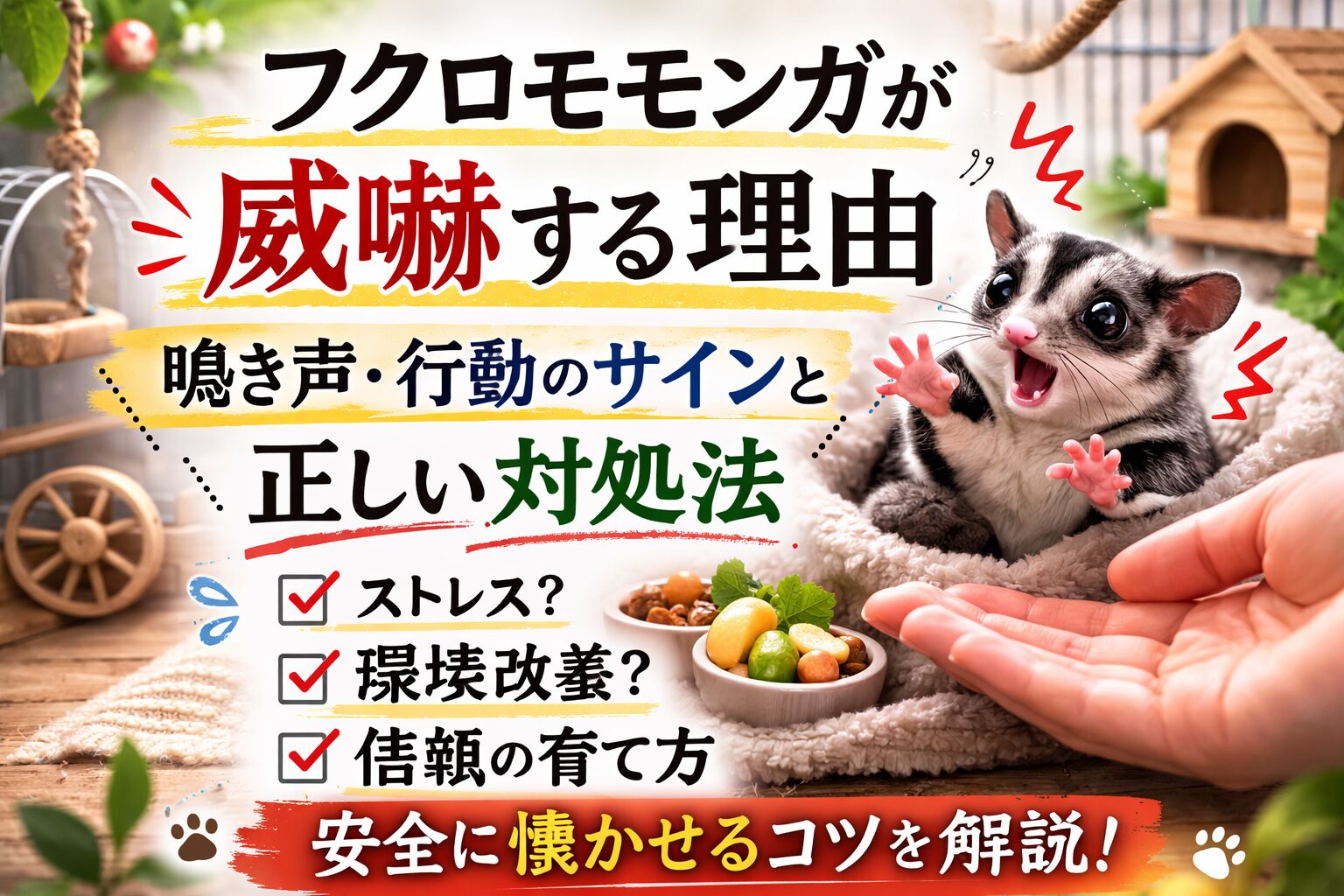 フクロモモンガ 威嚇