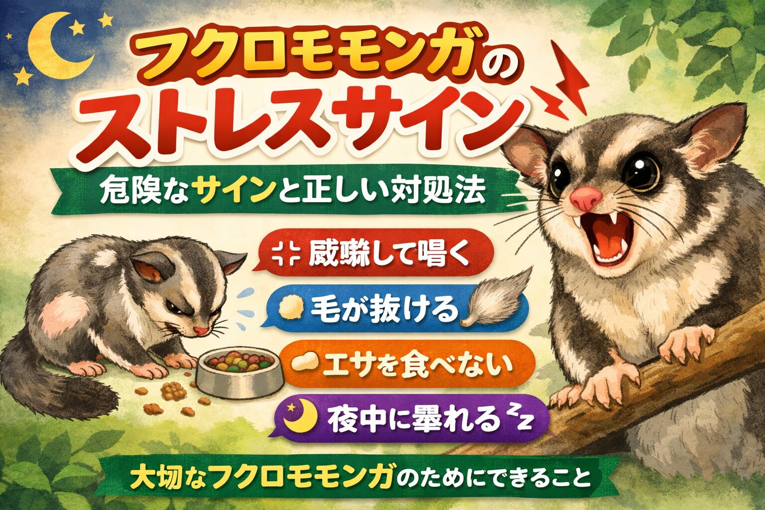 フクロモモンガのストレスサイン