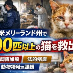 米メリーランド州で100匹以上の猫を救出｜多頭飼育崩壊と法的対応から見る動物福祉の課題