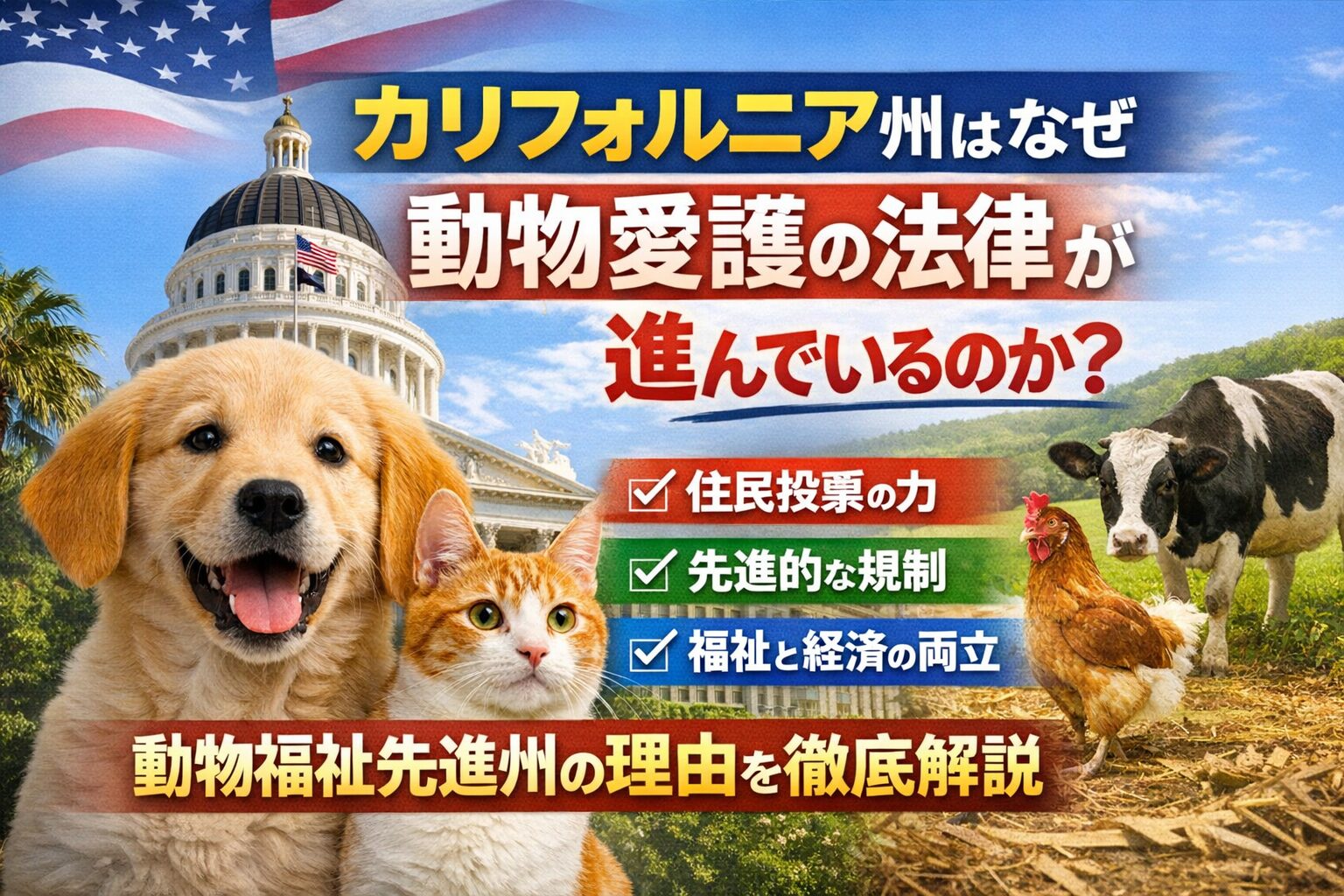 カリフォルニア州はなぜ動物愛護の法律が進んでいるのか