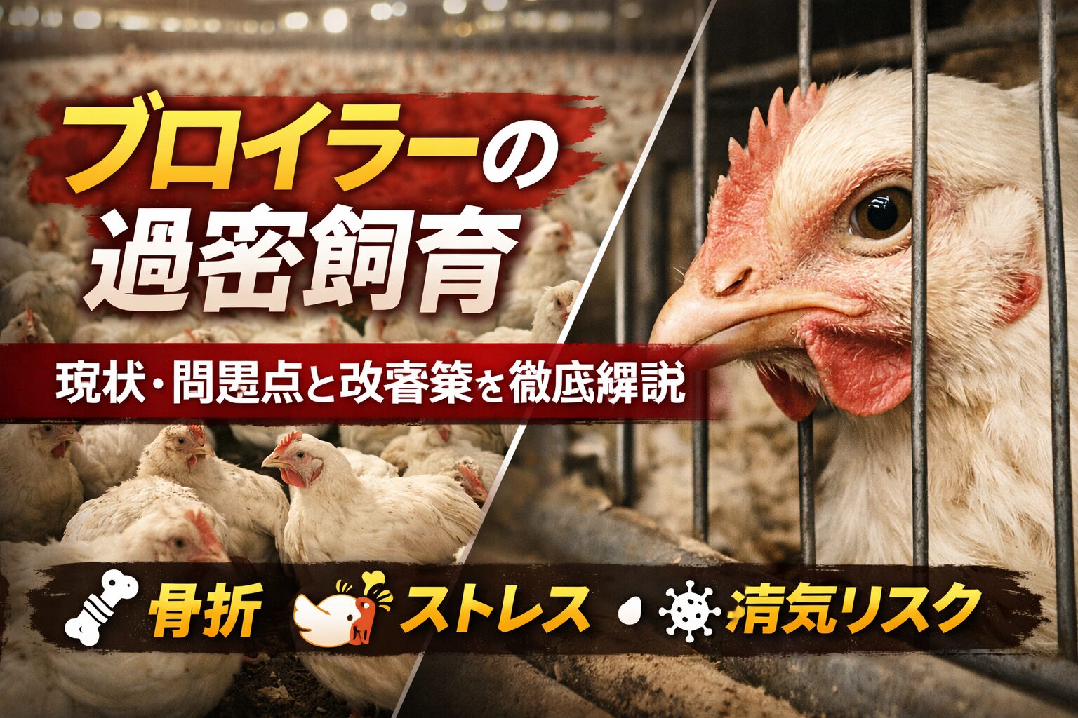 ブロイラーの過密飼育