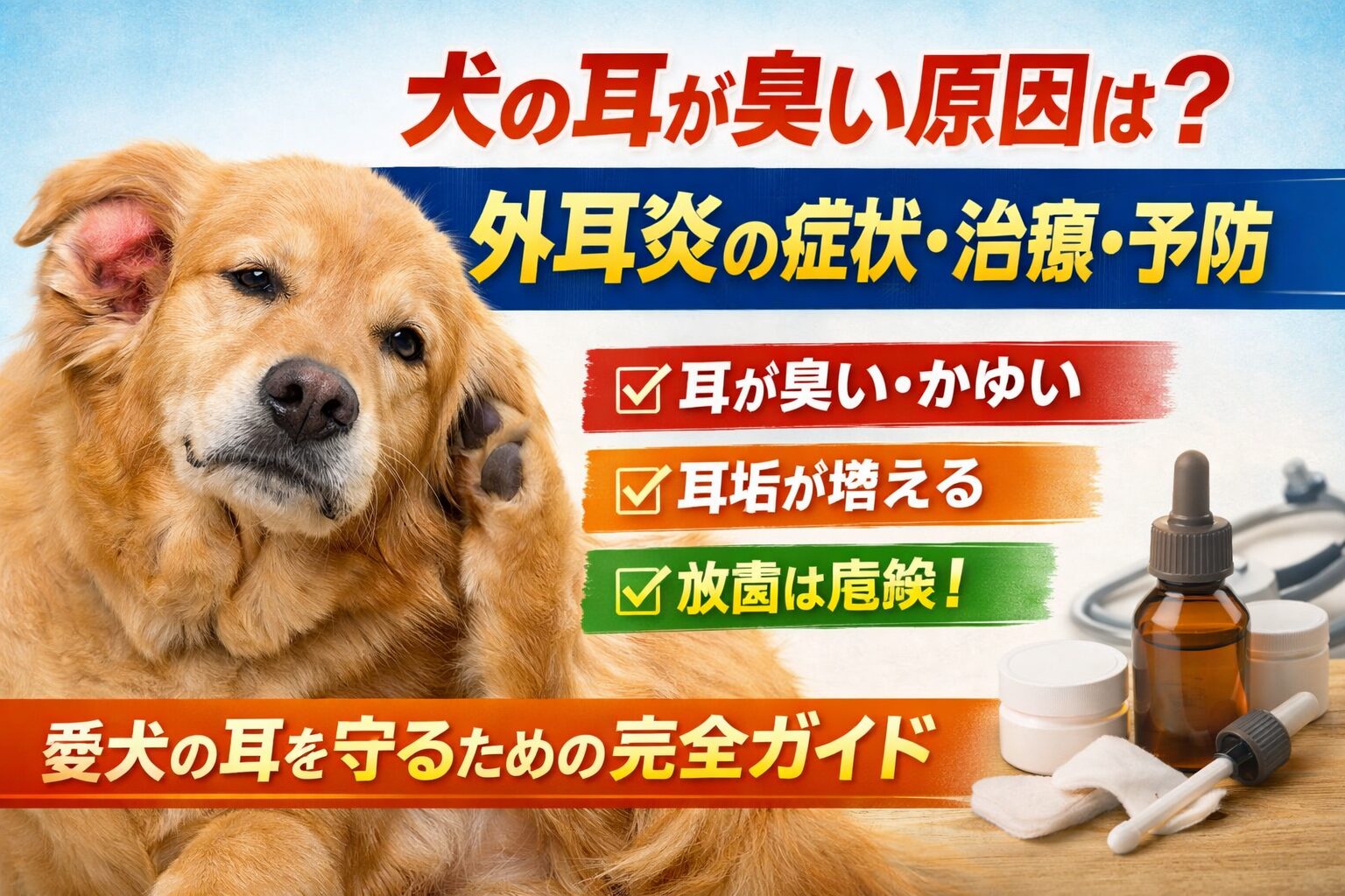 犬の耳が臭い・外耳炎の原因と治療法