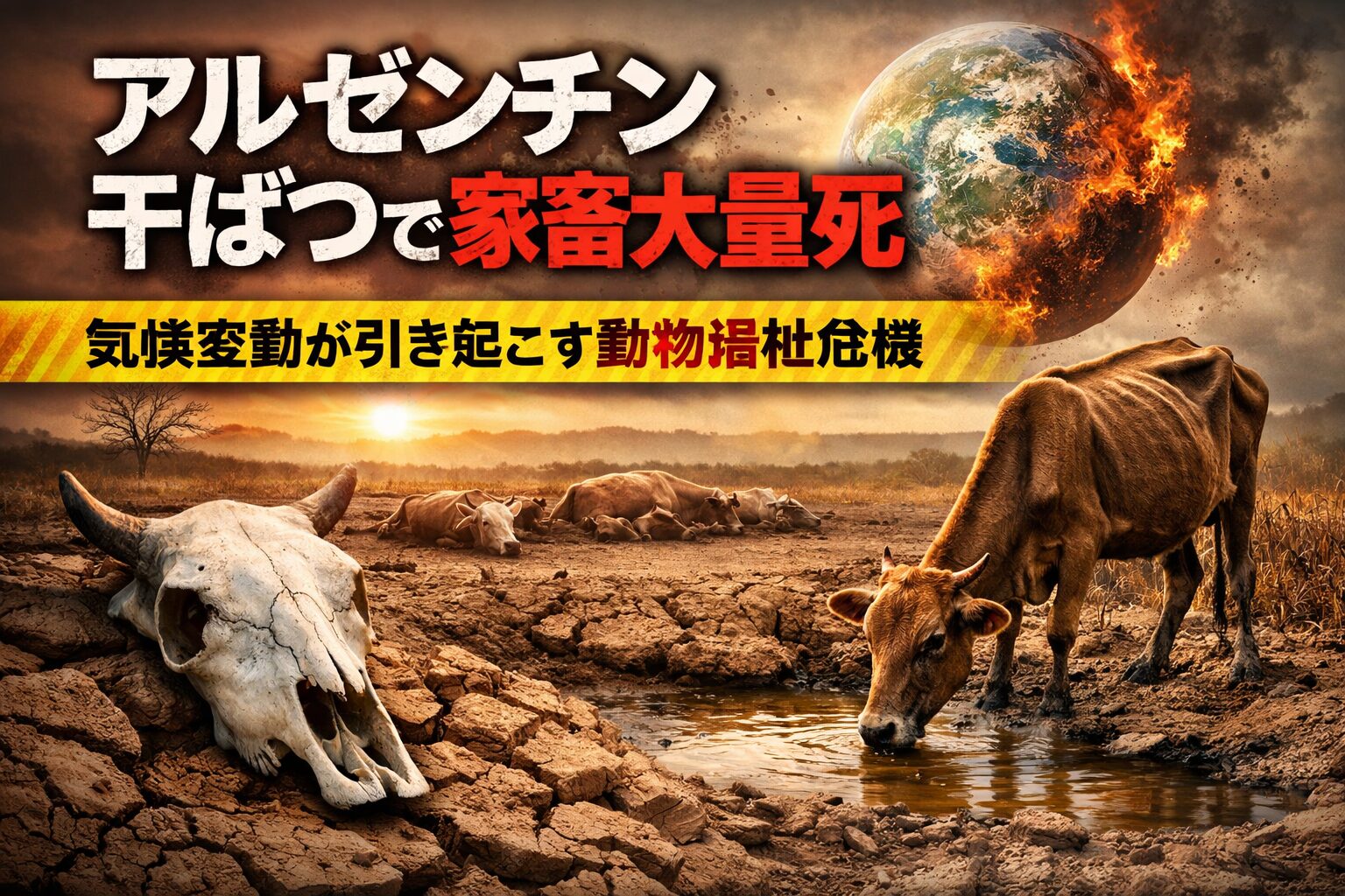 アルゼンチンの干ばつで家畜が大量死