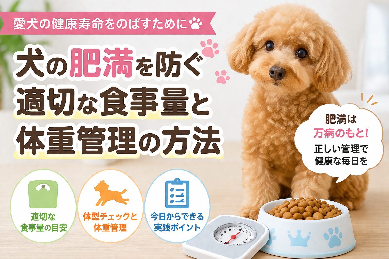 犬の肥満を防ぐ適切な食事量と体重管理の方法