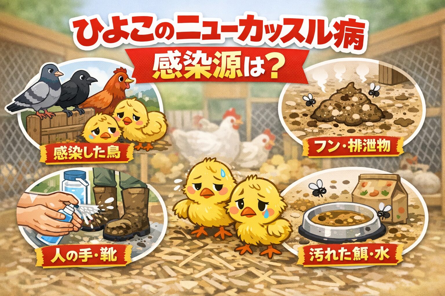 ひよこ・鶏のニューカッスル病の感染源とは
