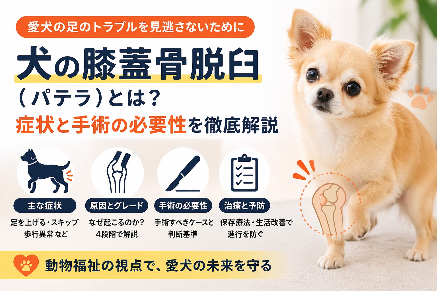 犬の膝蓋骨脱臼（パテラ）とは