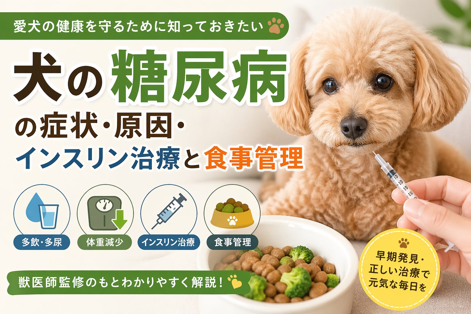 犬の糖尿病の症状・原因・インスリン治療と食事管理