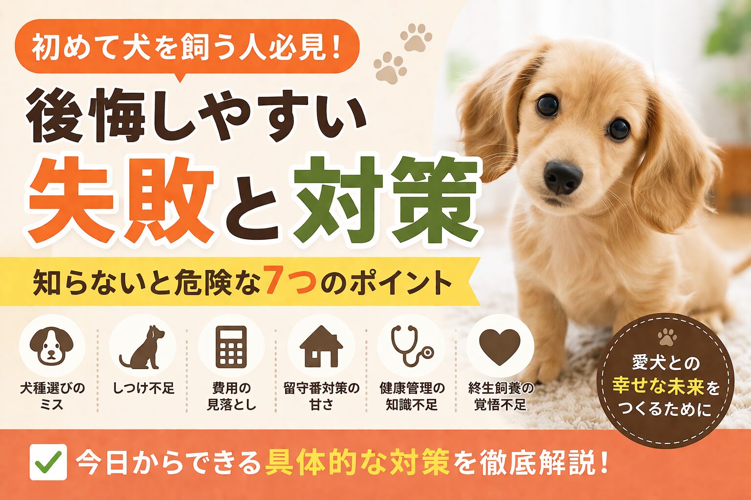 初めて犬を飼う人が後悔しやすい失敗10選と対策【動物福祉の視点から解説】
