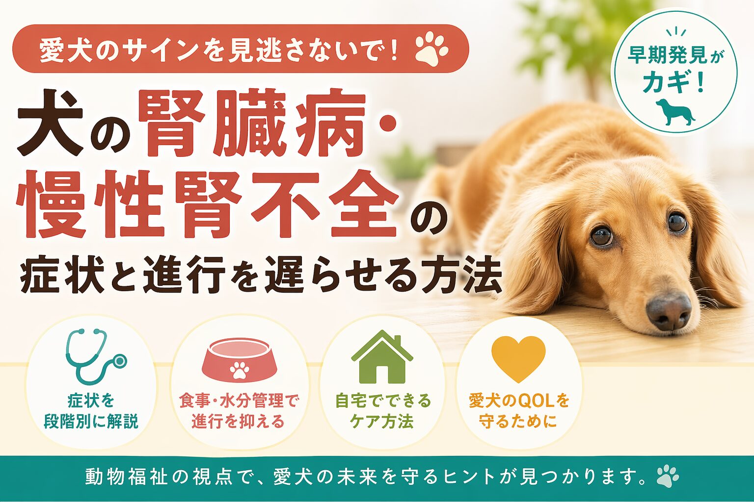 犬の腎臓病・慢性腎不全の症状と進行を遅らせる方法