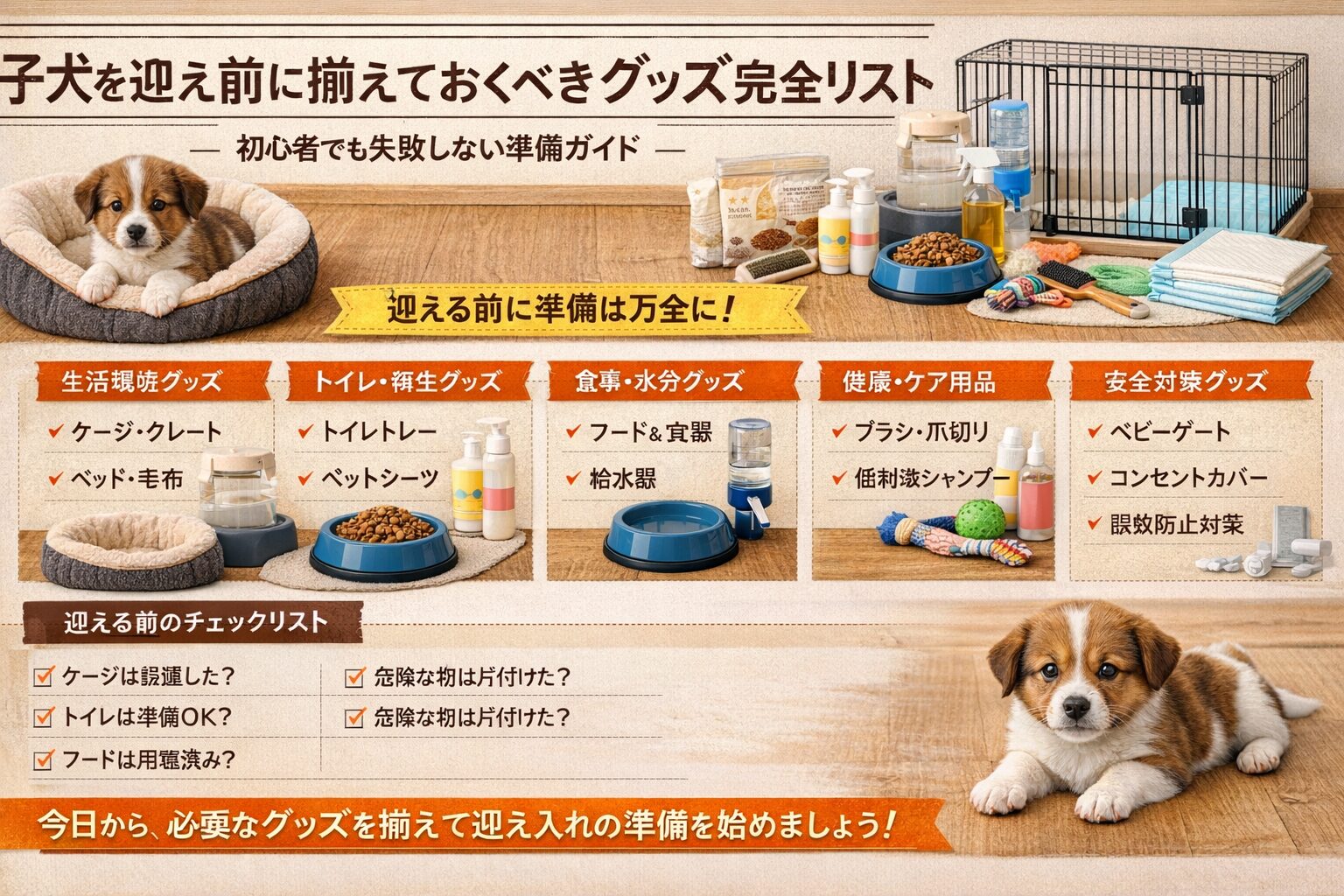 子犬を迎える前に揃えておくべきグッズ