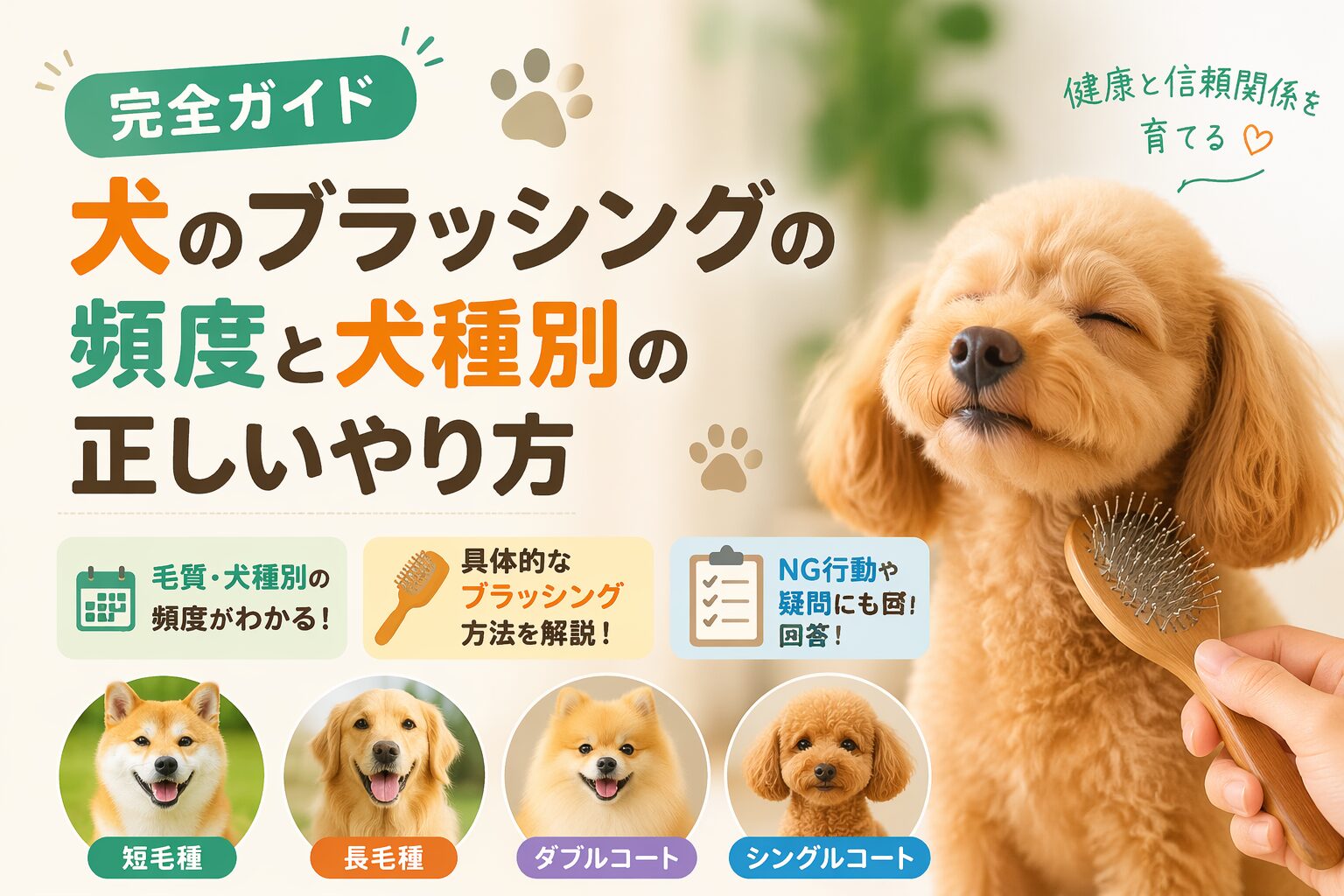 犬のブラッシングの頻度と犬種別の正しいやり方