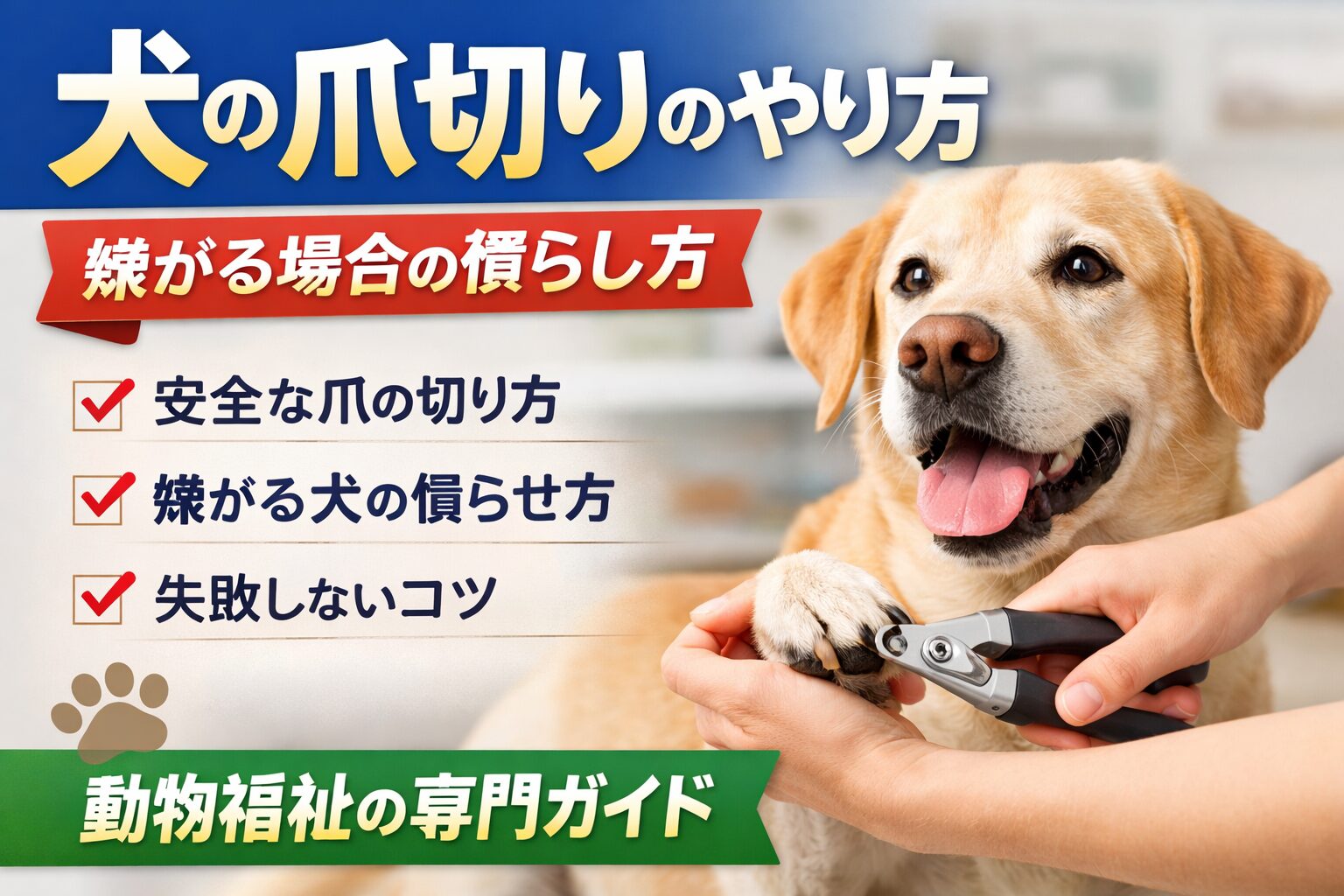 犬の爪切りのやり方と嫌がる場合の慣らし方【