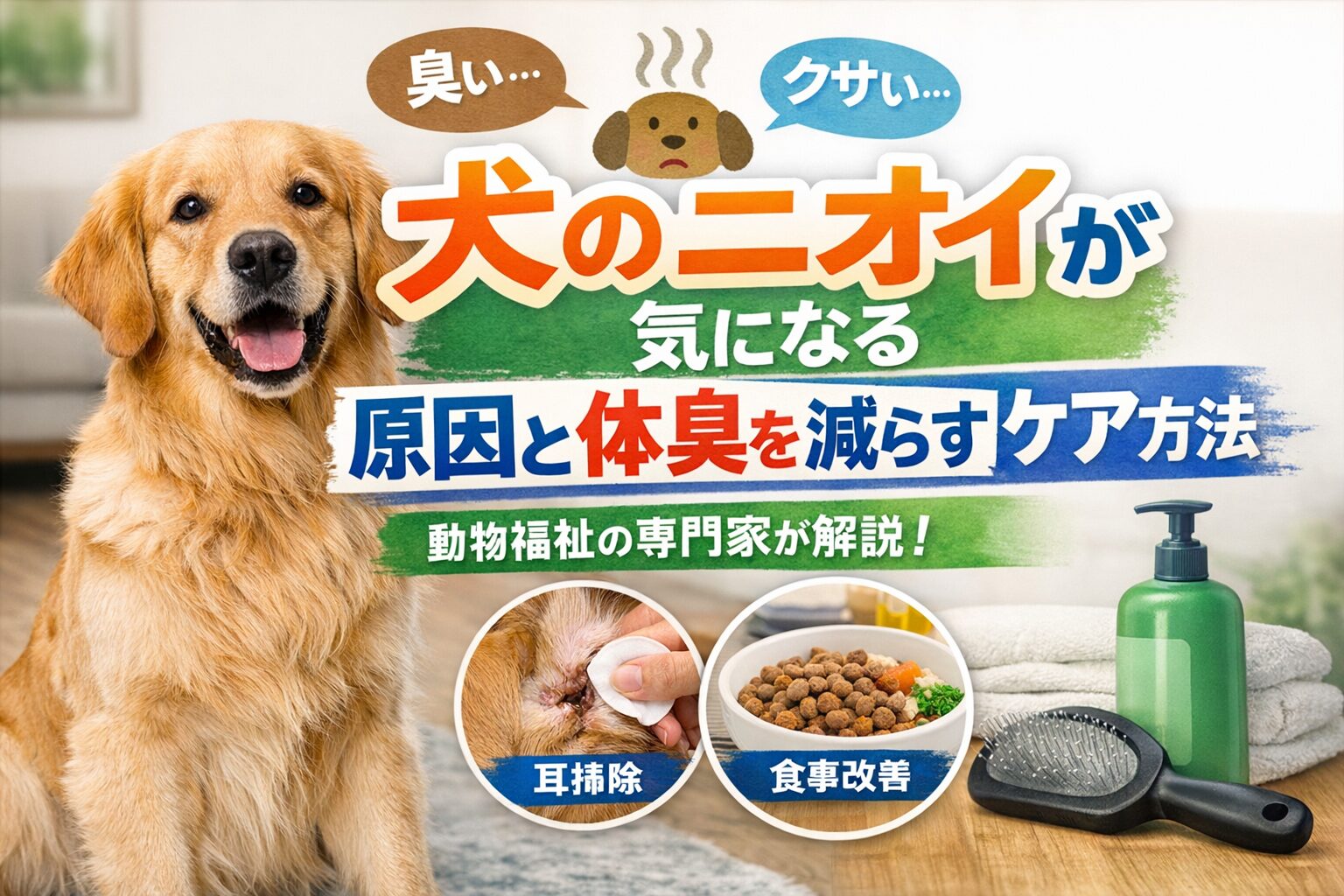 犬のニオイが気になる原因と体臭を減らすケア方法