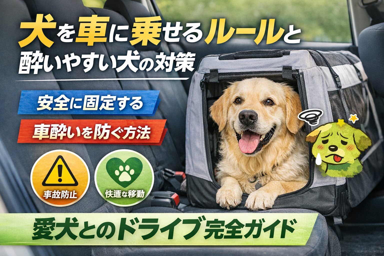 犬を車に乗せるときのルールと酔いやすい犬の対策