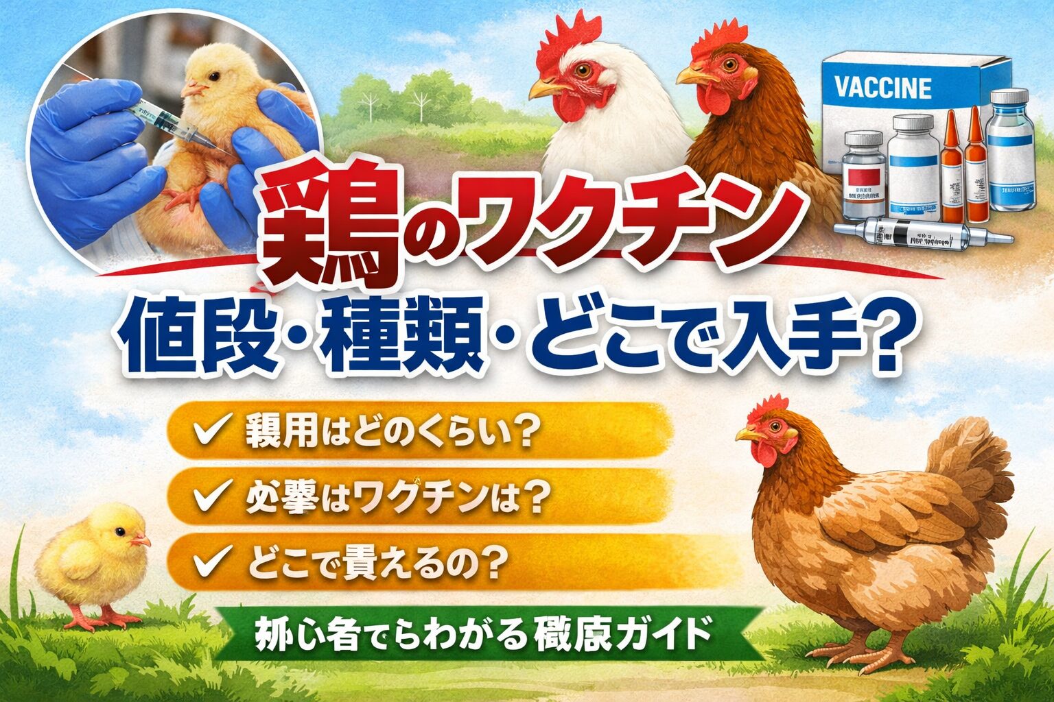 鶏のワクチンの種類・値段・どこで接種できるか