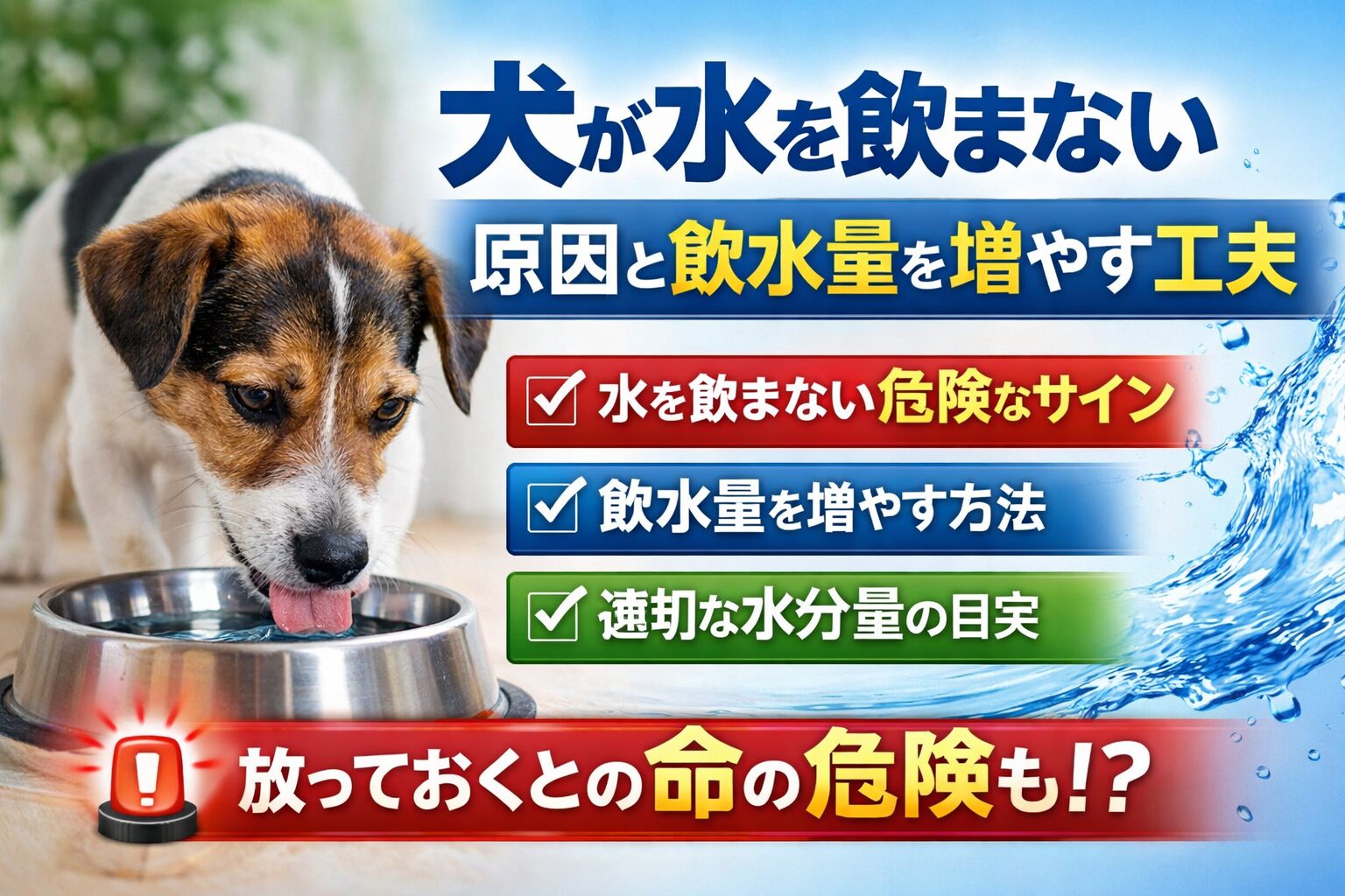 犬が水を飲まない原因と飲水量を増やす工夫