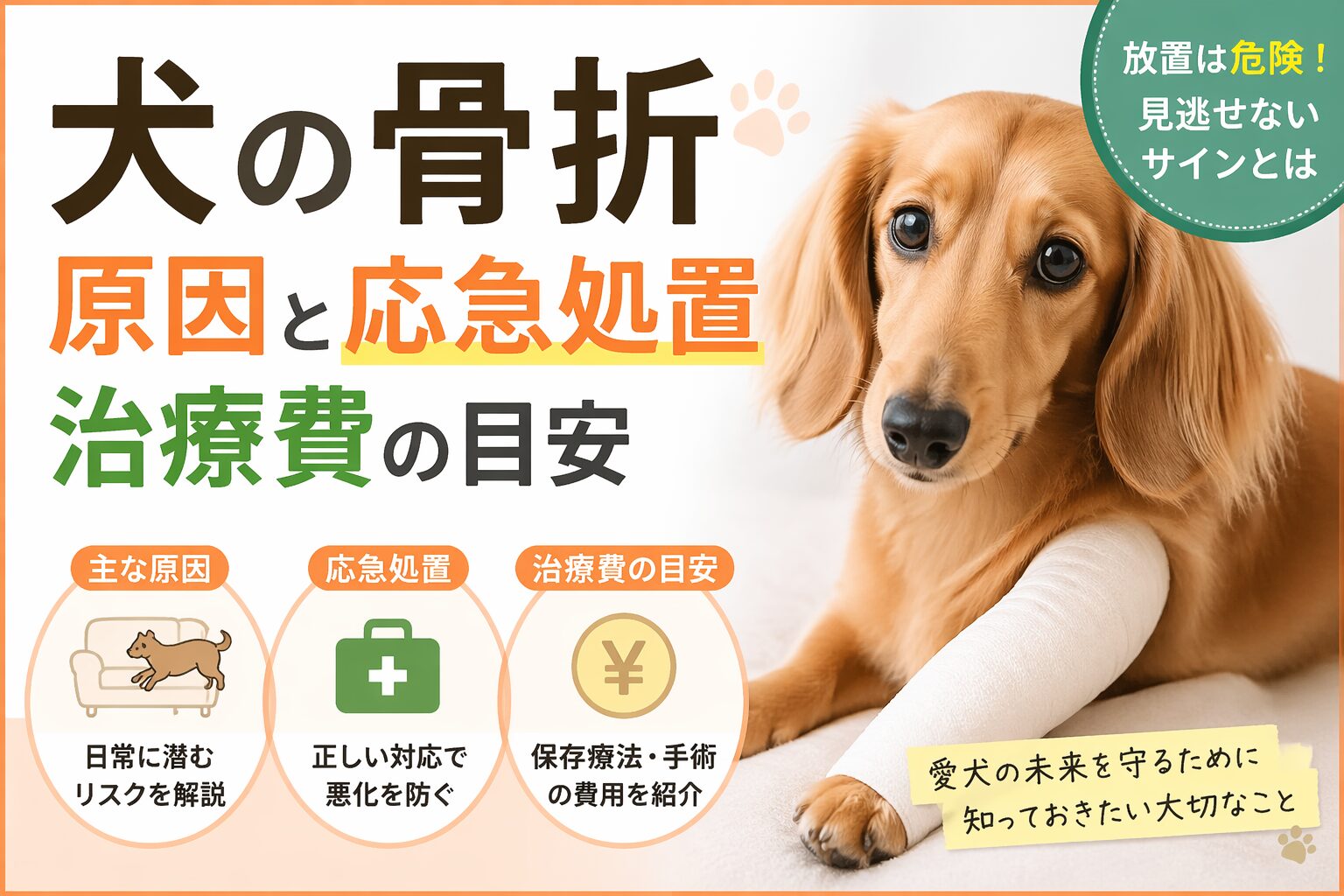 犬の骨折の原因と応急処置・治療費