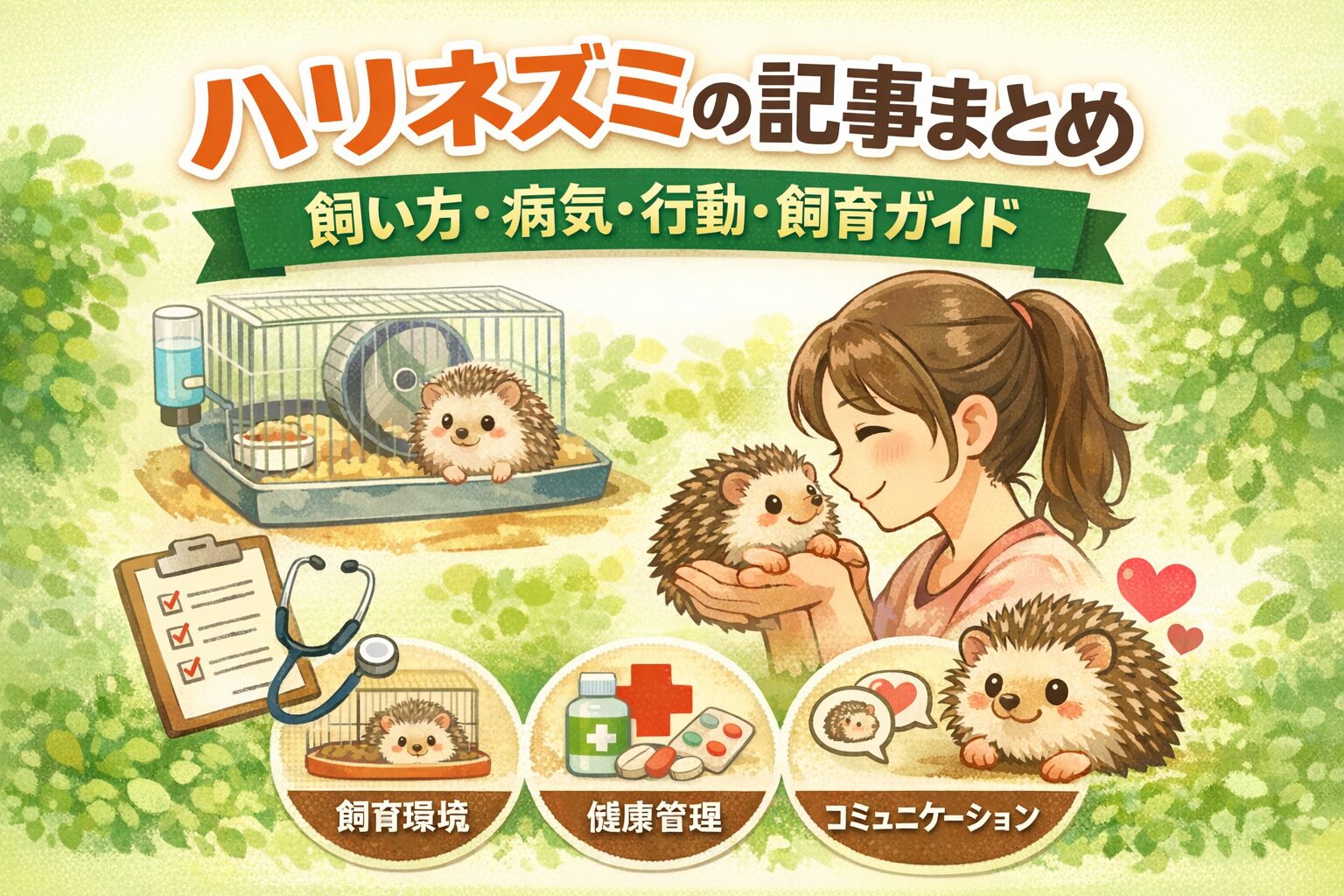 ハリネズミの記事まとめ|飼い方・病気・行動・飼育環境まで総合ガイド