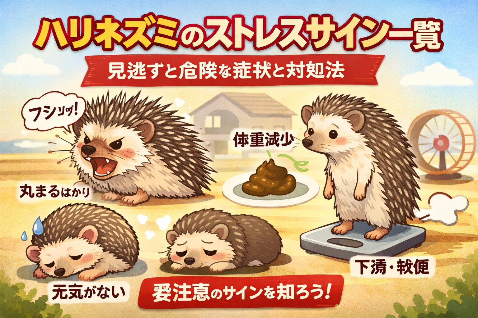 ハリネズミのストレスサイン一覧