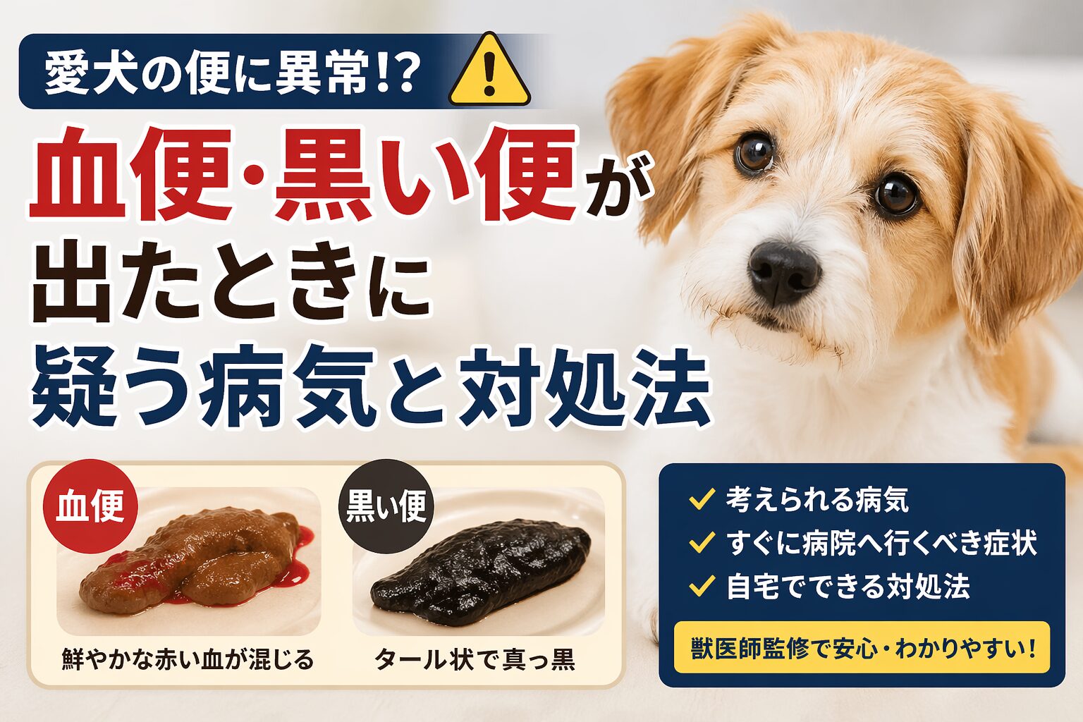 犬の血便・黒い便が出たときに疑う病気と対処法