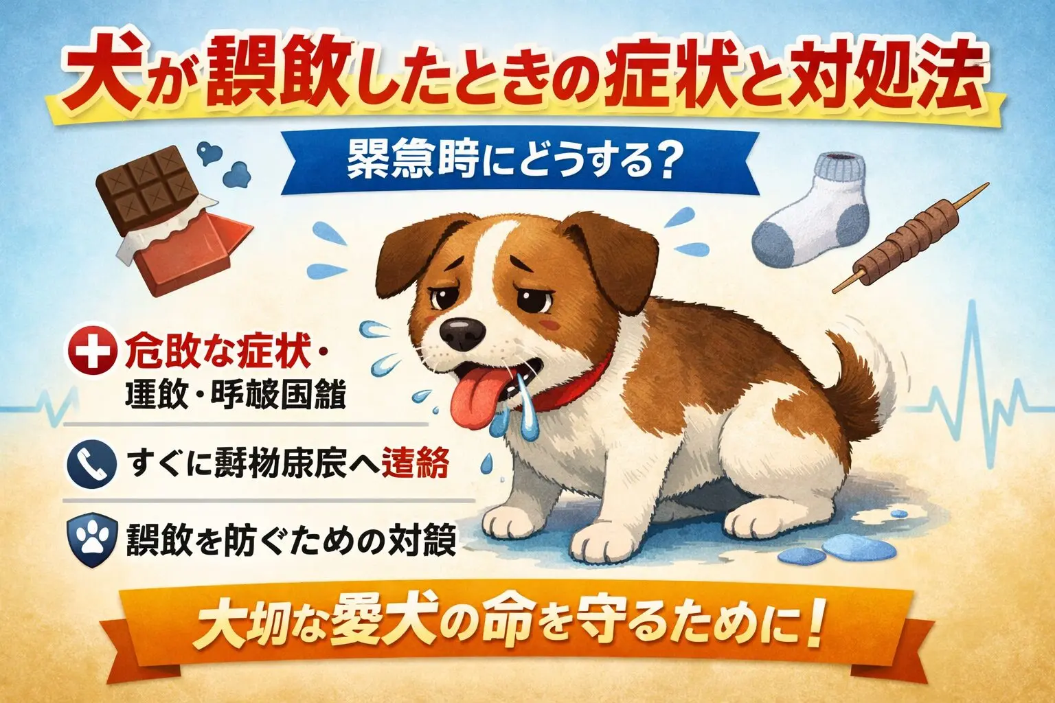 犬が誤飲したときの症状と緊急時の対処法