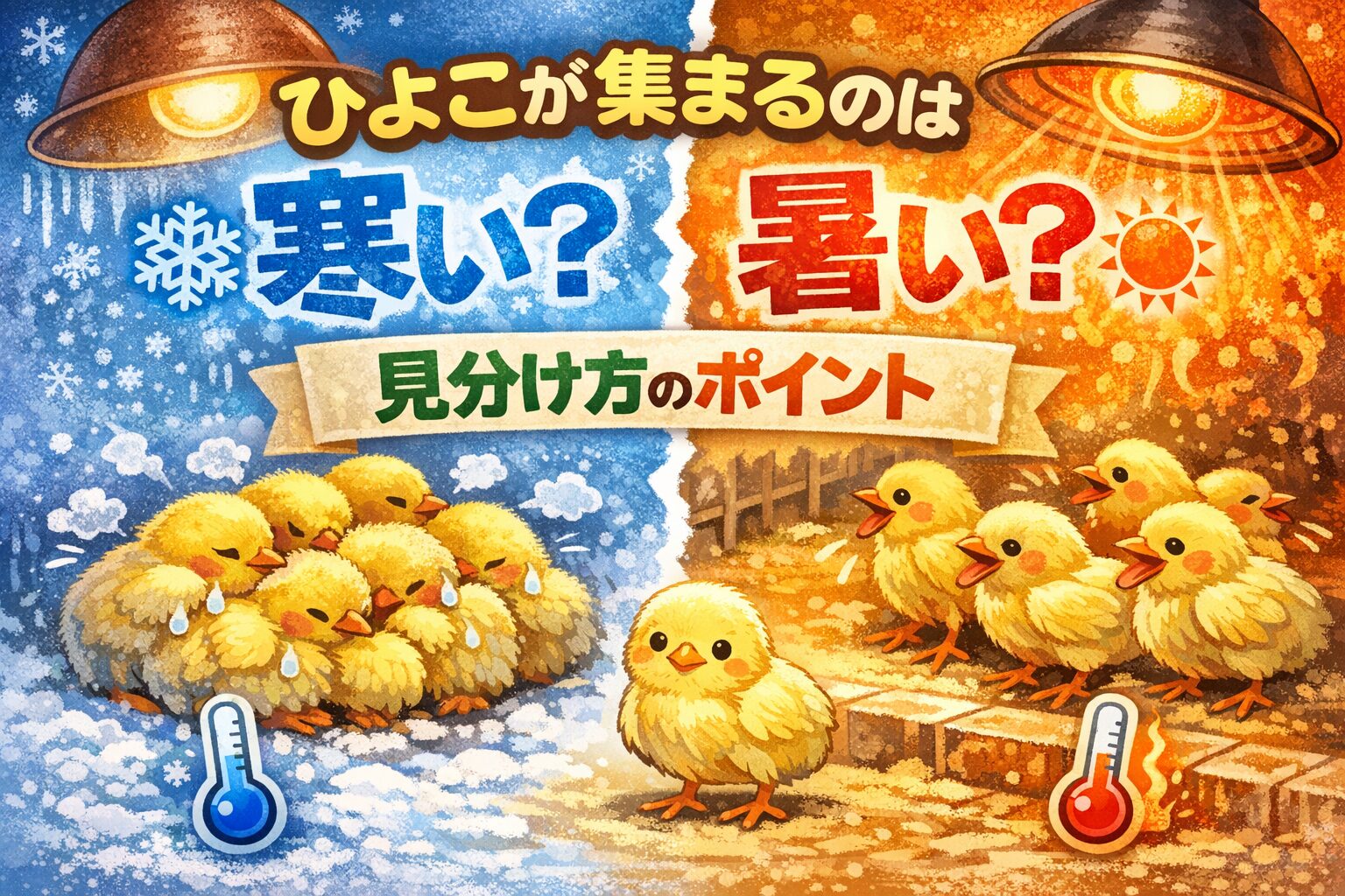 ひよこが集まるのは寒い？暑い？