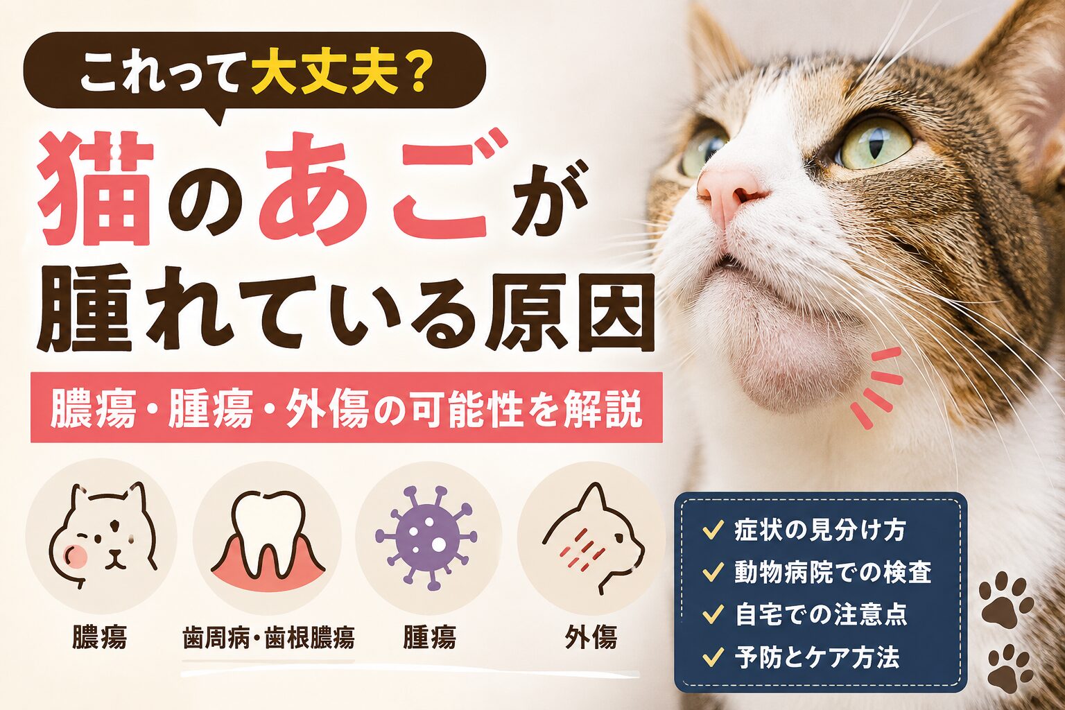 猫のあごが腫れている原因