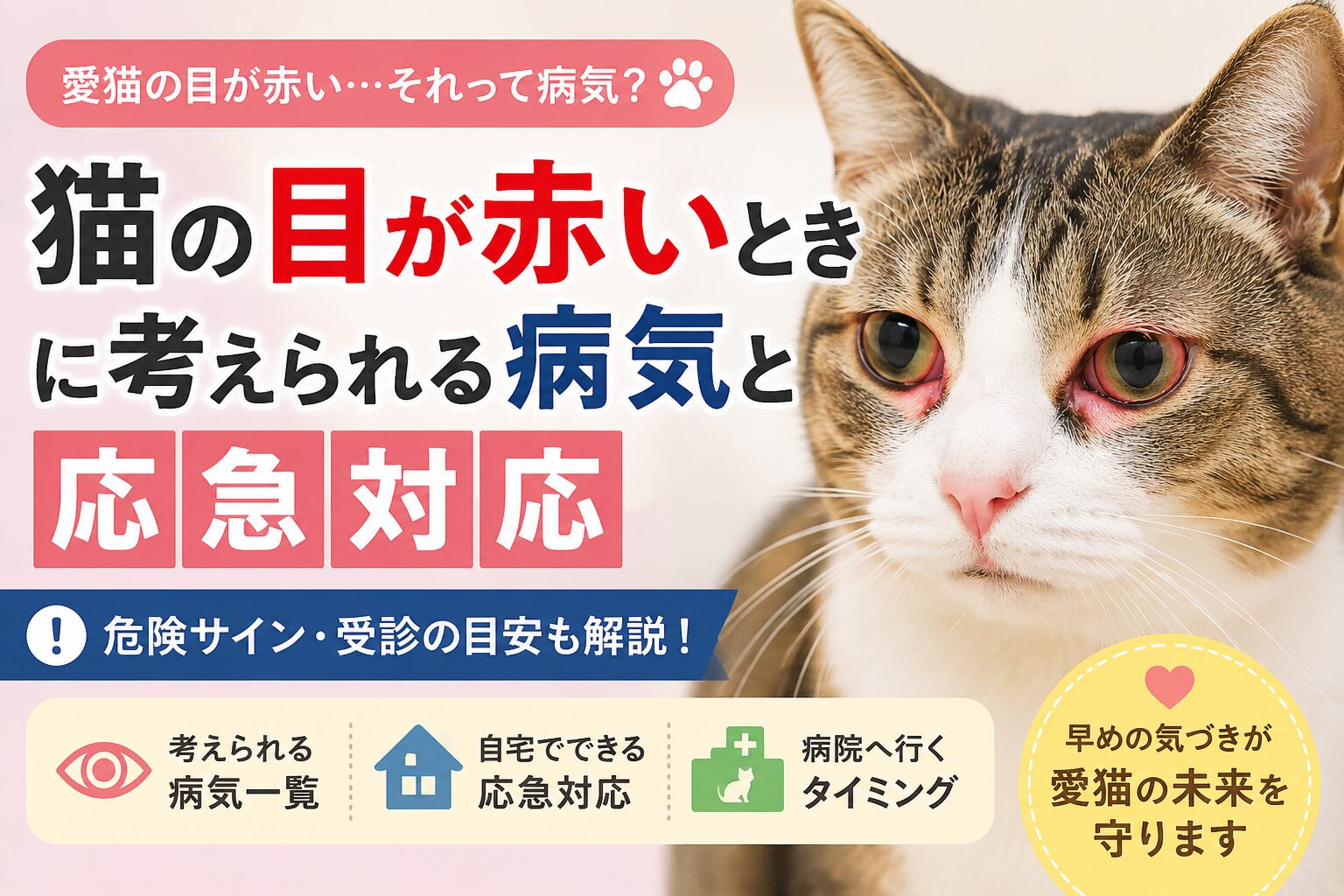 猫の目が赤いときに考えられる病気と応急対応