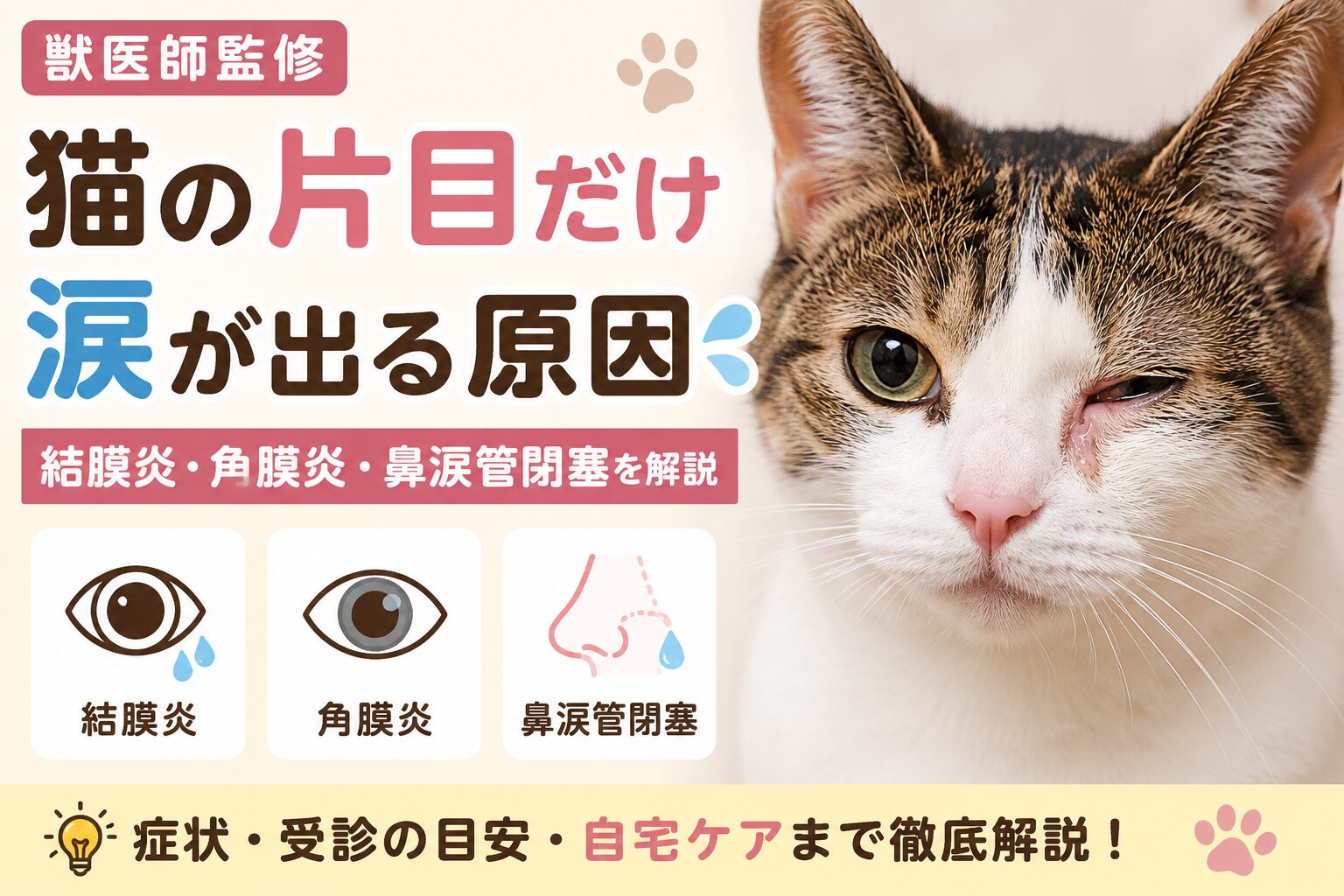 猫の片目だけ涙が出る原因