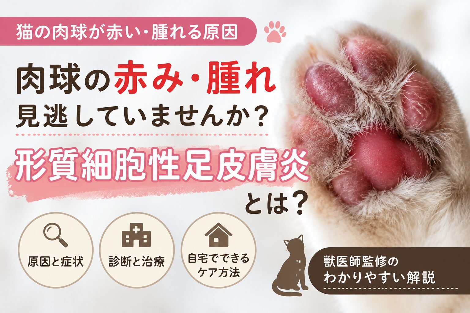 猫の肉球が赤い・腫れる原因