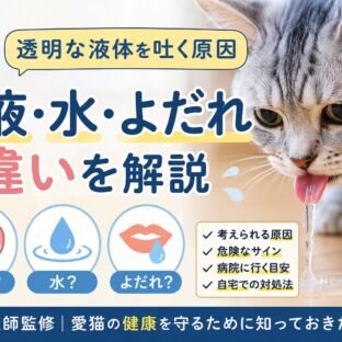 猫が透明な液体を吐く原因｜胃液・水・よだれの違いと対処法を獣医師監修で解説