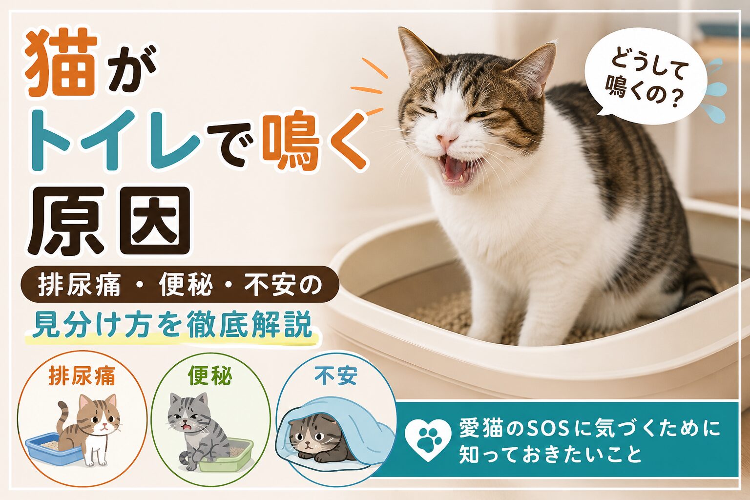 猫がトイレで鳴く原因