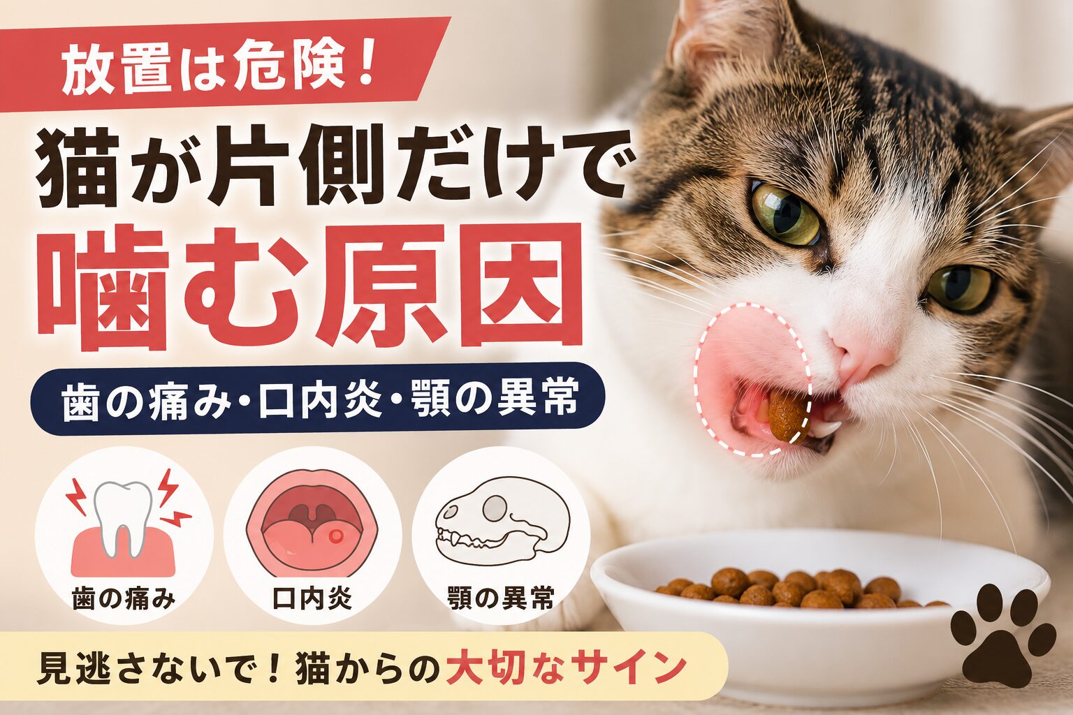 猫が片側だけで噛む原因