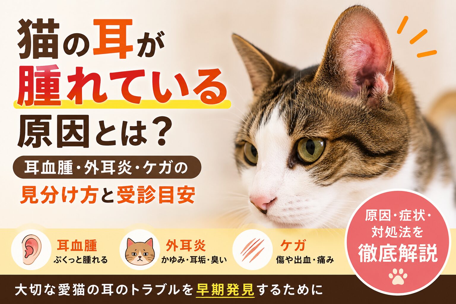 猫の耳が腫れている原因